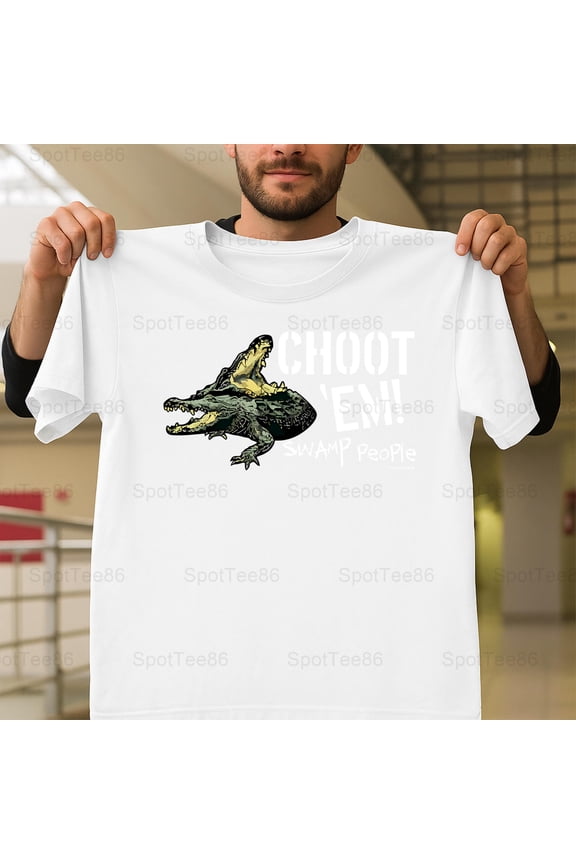 Swamp People Choot 'Em Alligator Funny Retro Vintage TV Show Graphic G268 Unisex T-Shirt, Up to Size 5XL