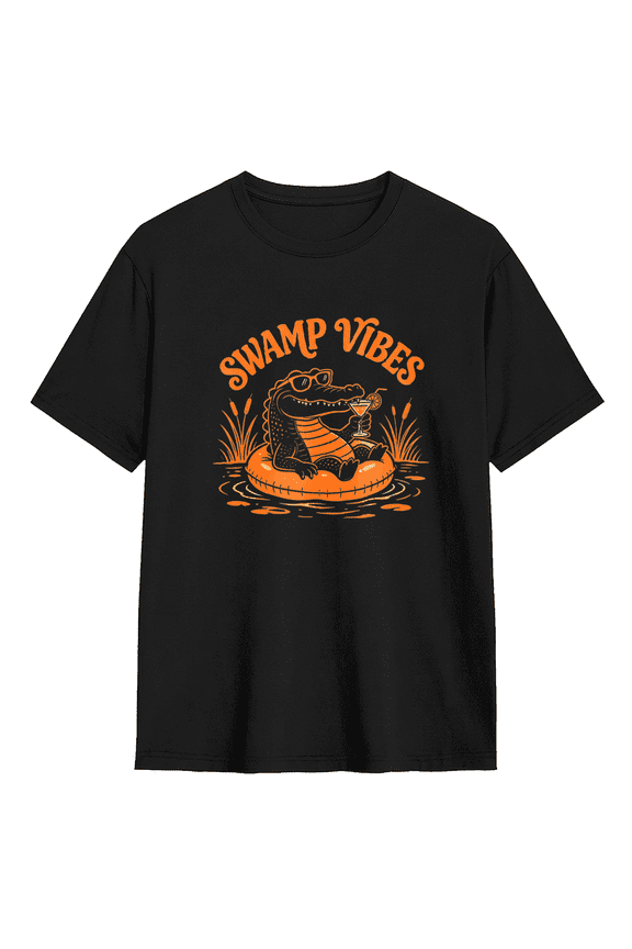 Swamp Vibes Alligator Vintage Graphic Tee For Men And Women, Funny Outdoor Cotton Short Sleeves T-Shirt