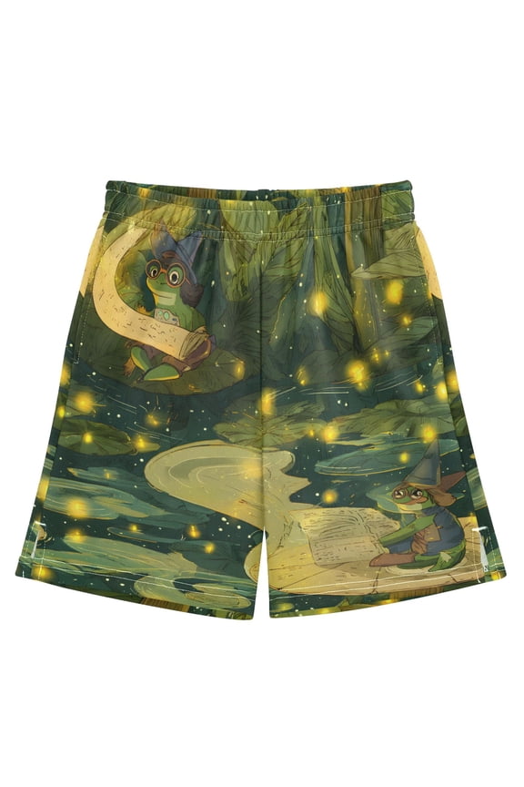 Swamp Wizard Frogs Athletic Shorts Breathable with Comfort Fit Drawstring Casual Sweatshorts Small
