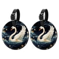 thumbnail image 1 of Swan 2pcs PU Leather Round Bag Tags with Privacy Cover and Name ID Tag - Suitcase Tags for Travel Luggage, Handbags, Backpacks, School Bags, 1 of 6