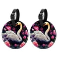 thumbnail image 1 of Swan 2pcs PU Leather Round Bag Tags with Privacy Cover and Name ID Tag - Suitcase Tags for Travel Luggage, Handbags, Backpacks, School Bags, 1 of 6