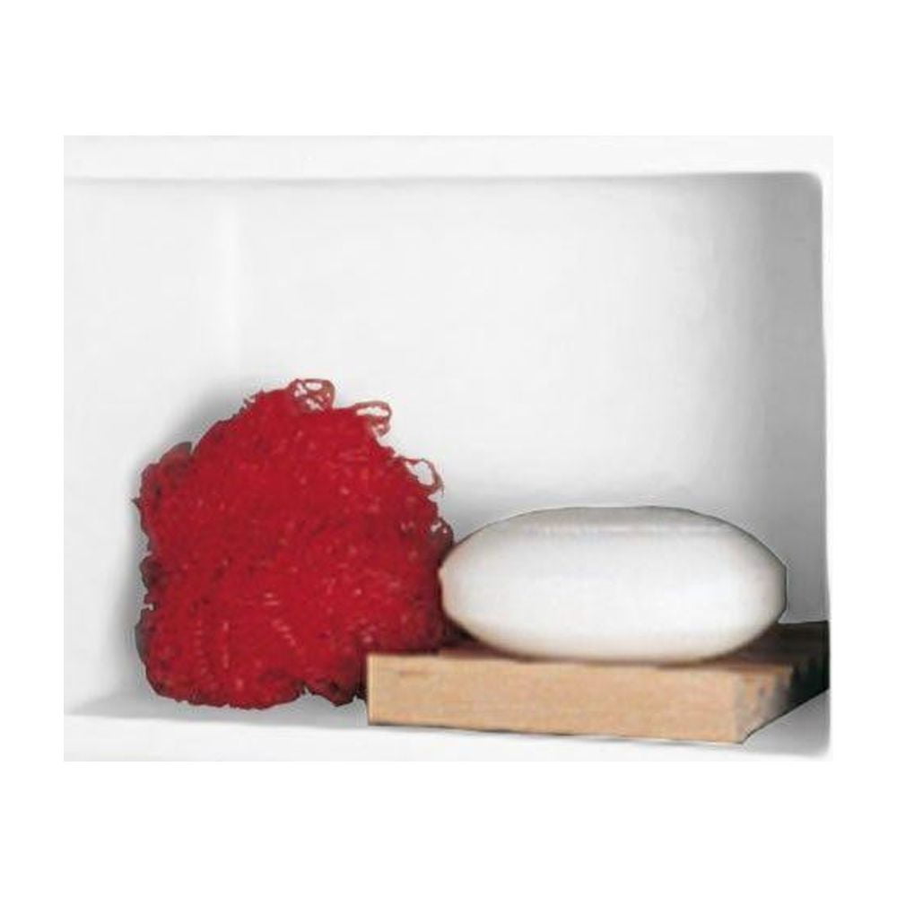 White Matte Rectangular Recessed Plastic Shower Shelf