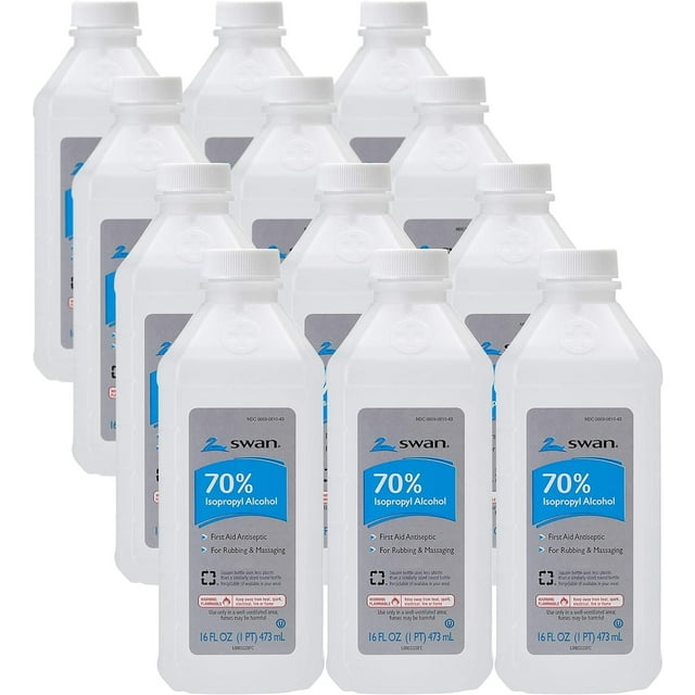 Swan 70% Isopropyl Rubbing Alcohol, 16 Oz. Bottle, Box Of 12