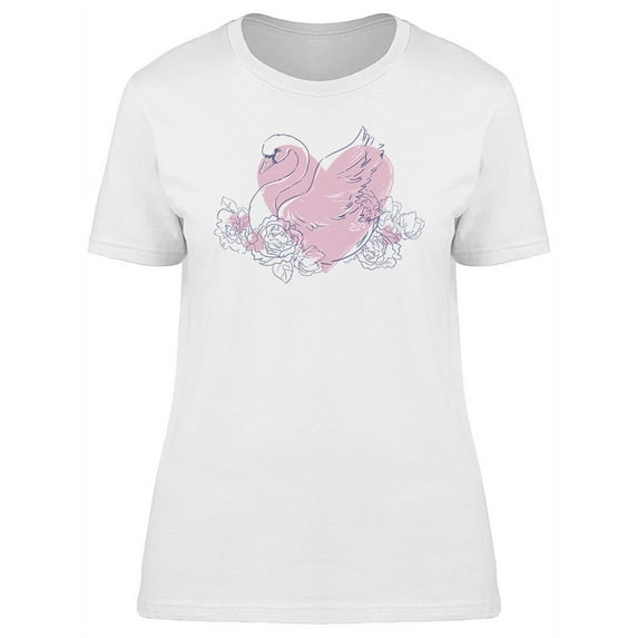 Swan And Flowers Sketch T-Shirt Women -Image by Shutterstock, Female Large