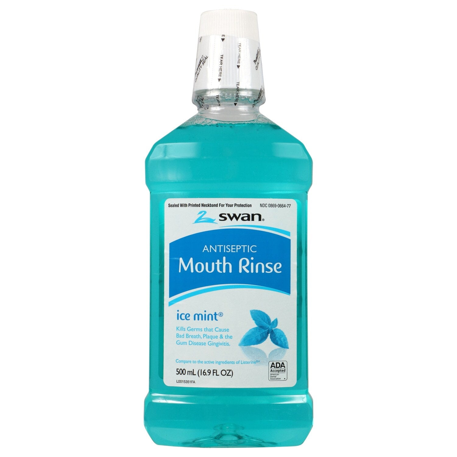 Swan Antiseptic Mouth Rinse, Ice Mint 16.9 oz.