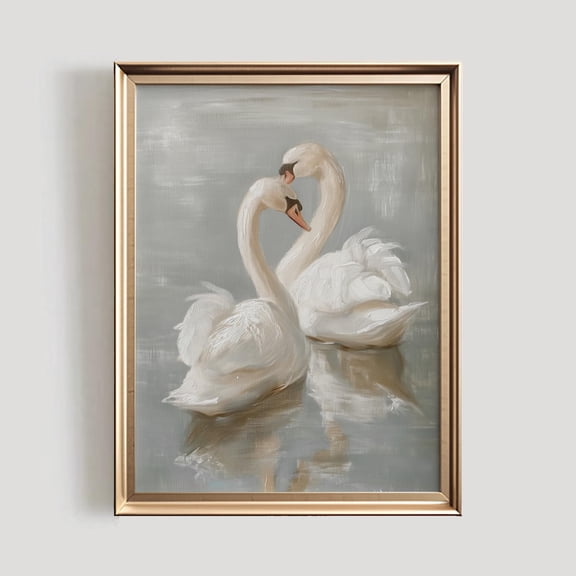 Swan Art Print Vintage Wall Art Pastel Farmhouse Nursery Painting Swan Wall Art #784 Wall Art Modern Wall Decor
