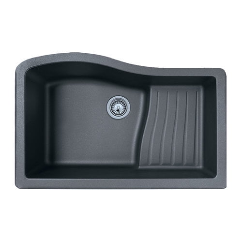 Swan Ascend 0-Hole Single Bowl Kitchen Sink, 32" x 21", Nero