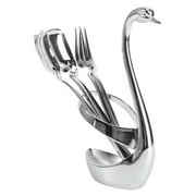 Swan Base Dinnerware Set Swan Forks and Spoons Set Holder for Fruit Dessert Flatware(Type D)