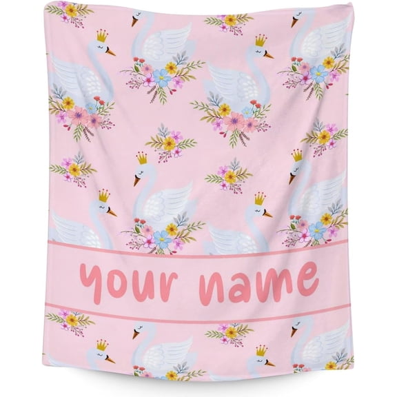 Swan Blanket Gifts - 50x40 Inches Nice Throw Blanket for Girls & Women - Pink Soft Fuzzy Blankets for Crib, Couch & Travel