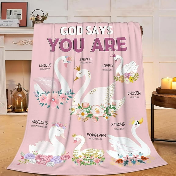 Swan Blanket God Says You are Fleece Throw Blanket Super Soft Warm Cozy Fuzzy Plush Goose Blanket Gifts for Girls Boys Kids Room Decor 50"X60"