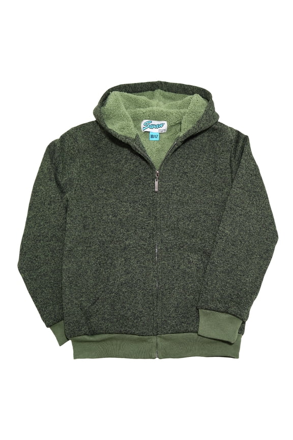 Boy's Full-Zip Sherpa-Lined Hoodie Jacket with Pockets (1-Pack)