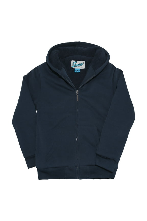 Boy's Sherpa-Lined Hoodie Jacket w/ Split Kangaroo Pockets (1-Pack)