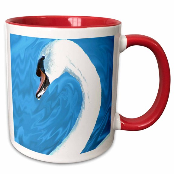 3drose, Swan by Angelandspot, 11oz Two-tone Red Mug