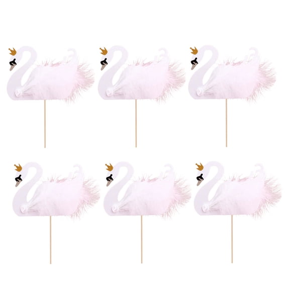 Swan Cake Topper, 6 Pcs Swan Cake Inserting Toppers Baking Adorns Birthday Cakes DIY Decorations