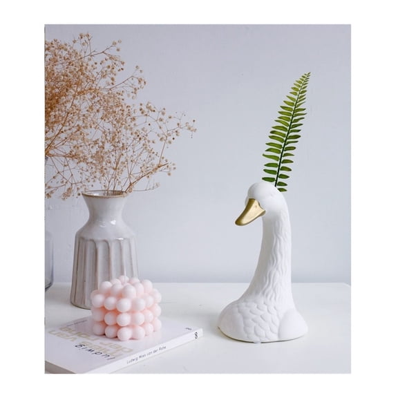 Swan Ceramic Vase Decoration, Living Room Flower Arrangement, Dry Flower Simulation, Creative Tabletop Decoration