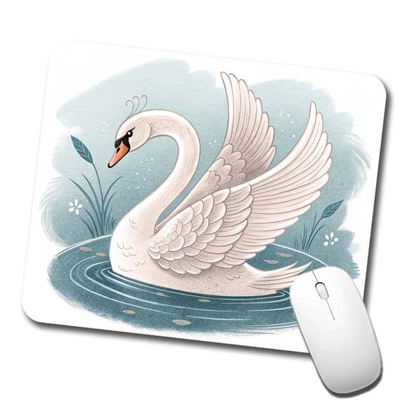Swan Children's Illustration Style Mouse Pad Low Profile Gaming Mat