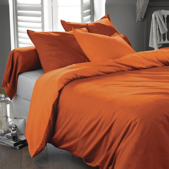 Swan Comfort Classic 1500 Thread Count Orange Solid Print Microfiber and Polyester Deep Pocket Sheet Set Full, Deep Pocket
