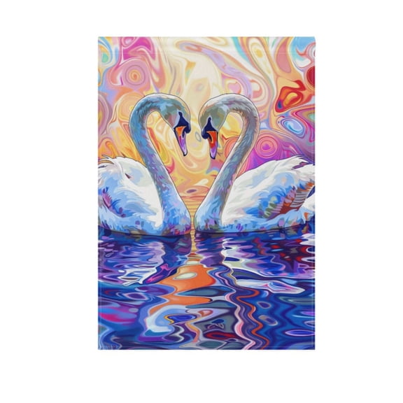 Swan Couple on Lake Garden Flag House Banner 12" x 18" Double Sided Outdoor Yard Decoration