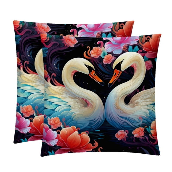 Swan Covers Set of 2 - Available in 16x16, 18x18, 20x20 Inches with Unique Patterns - for Home Decor, Throw Pillow Inserts, Pillow Inserts, Bed Pillow - Ideal for All Occasions!