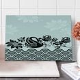 thumbnail image 1 of Swan Cutting Board, Black Swans Couple Swimming in Abstract Waves with Swirling Blooming Flowers Pattern, Decorative Tempered Glass Cutting and Serving Board, Large Size, Black White, by Ambesonne, 1 of 1
