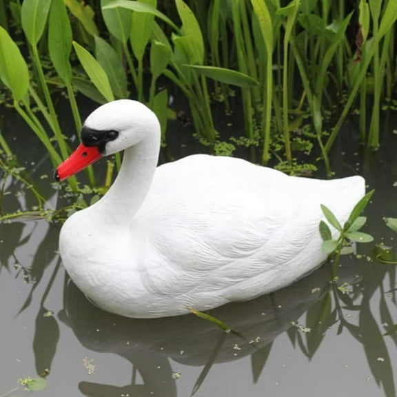 Swan Decoy,Duck Deterrent for Pool,Decoys for Geese Deterrent for Pool Floating Swan for Pool Pond Garden Decorations Simulated Cute Exquisite Swan(1pc 15*11*7in)