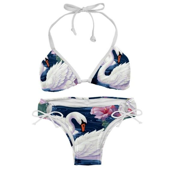 Swan Detachable Sponge Adjustable Strap Bikini Set Swim Wear 2-Pack Beach Swimsuit