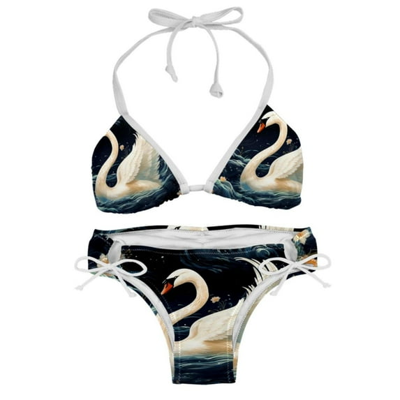 Swan Detachable Sponge Adjustable Strap Bikini Set, Two-Pack Swim Suits for Versatile Swim Wear Looks
