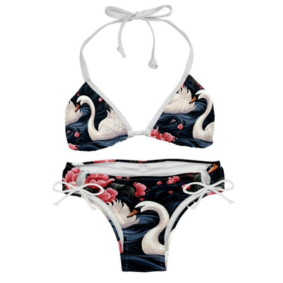 Swan Detachable Sponge Adjustable Strap Bikini Set Two-Pack Swim Suits for WomenToolStrip with applicable scenes
