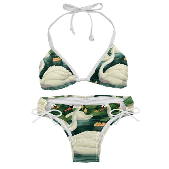 Swan Detachable Sponge Adjustable Strap Bikini Set Two-Pack Swimsuit Suit Beach Pool Party