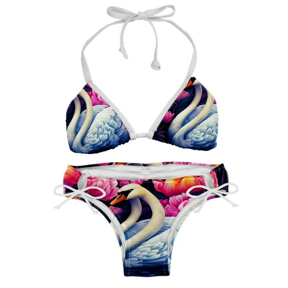Swan Detachable Sponge Adjustable Strap Bikini Set Two-Pack for Various Scenes