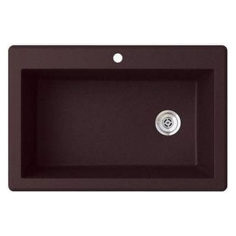 Swan Drop-in Granite 1-Hole Single Bowl Kitchen Sink, 33" x 22", Espresso