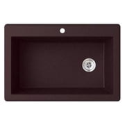 Swan Drop-in Granite 1-Hole Single Bowl Kitchen Sink, 33" x 22", Espresso