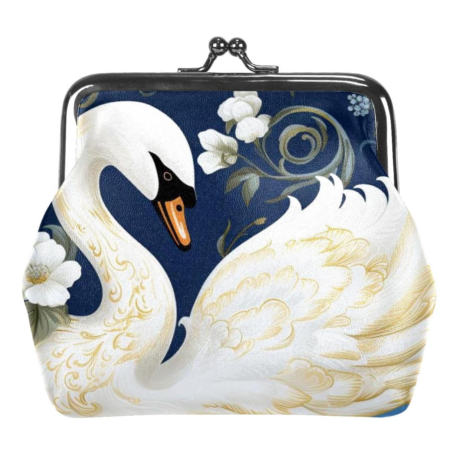 Swan Elegant Microfiber Coin Purse with Zinc Alloy Jaws | 4.3x4.7 in ...