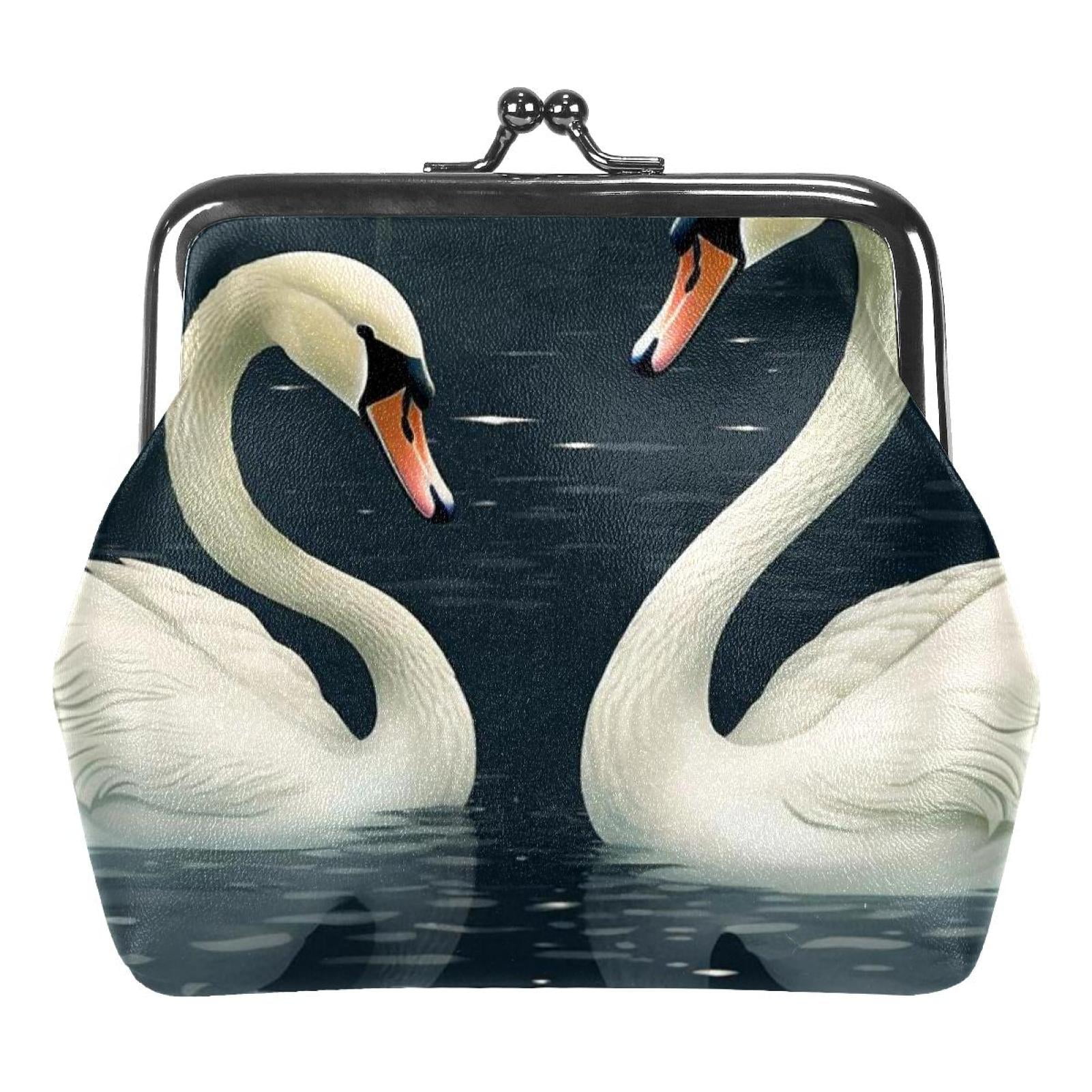 Swan Elegant Microfiber Coin Purse with Zinc Alloy Jaws | 4.3x4.7 in ...