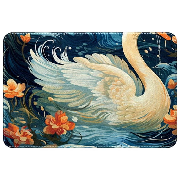 Swan Elegant Polyester Indoor Rug, Non-Slip Chair Rug, Machine Washable Floor Rugs