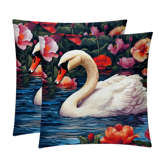 Swan Elegant Velvet Throw Pillow Covers Set with Unique Patterns - 16x16", 18x18", 20x20" - Pack of 2 for Chair Pillow Covers and Various Occasions