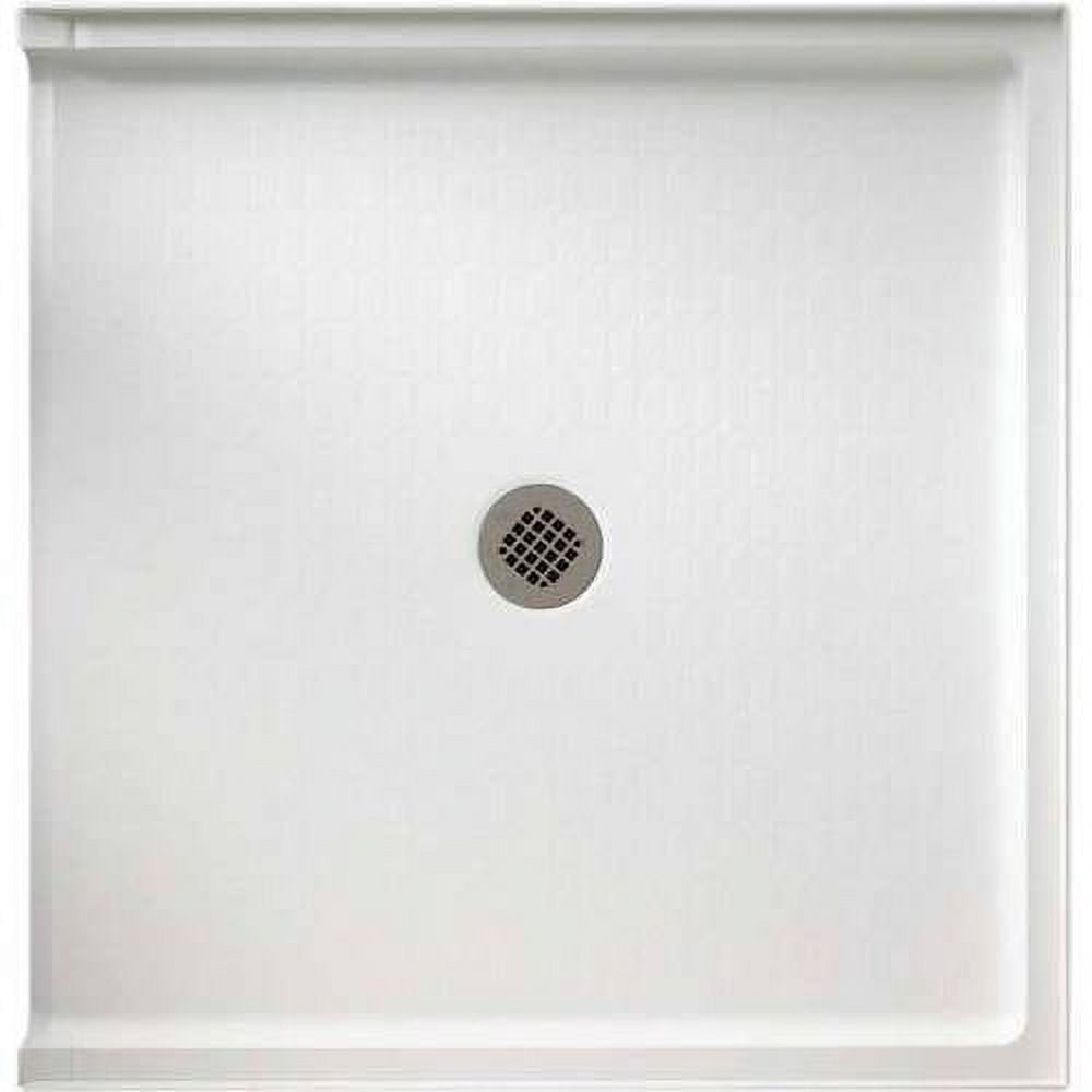 White 37'' x 38'' Veritek Square Shower Base with Center Drain