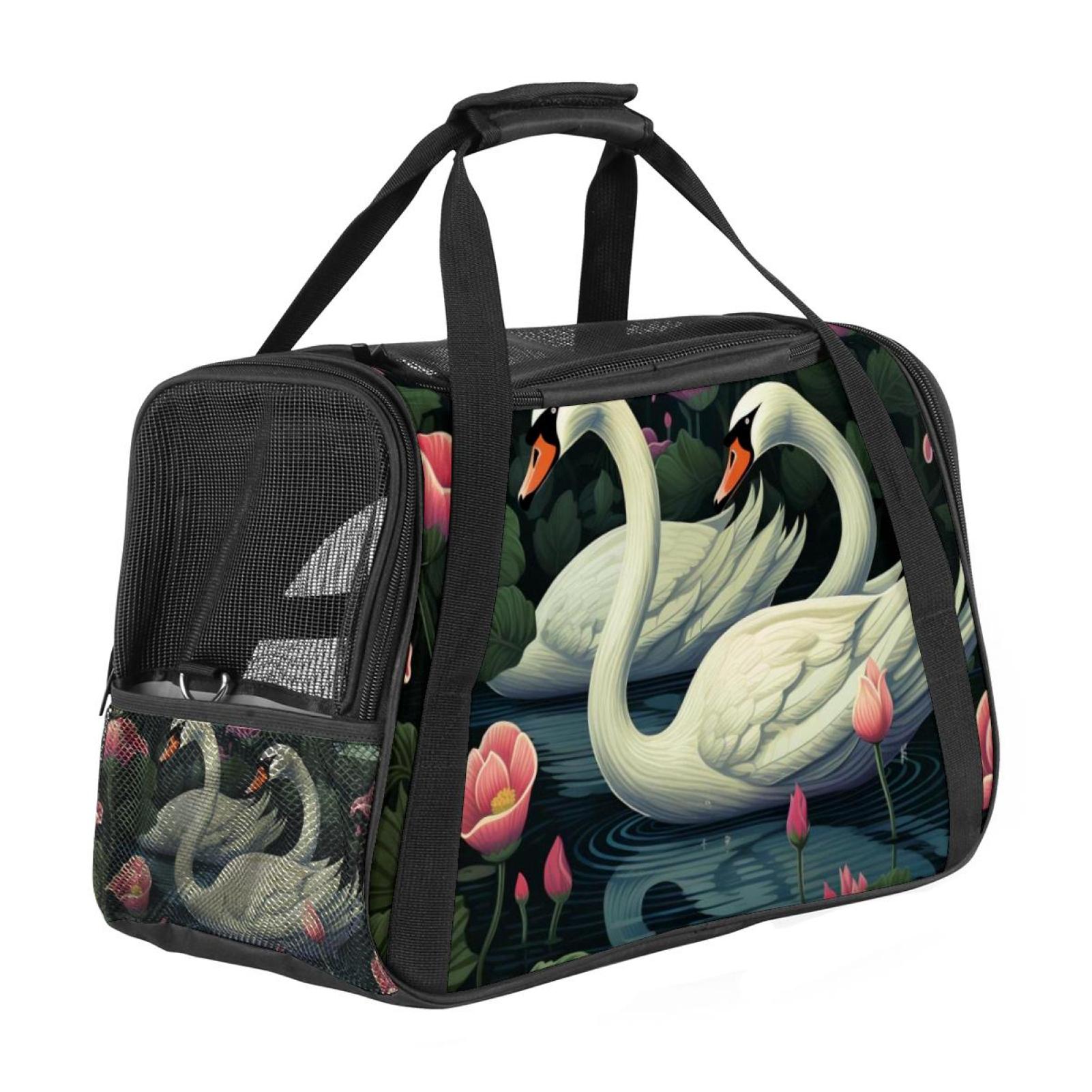 Image showcasing Swan Fabric 900D Oxford Cloth Dog Carrier with Sherpa Base and Nylon ...