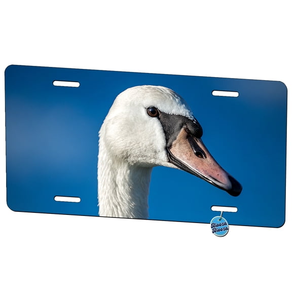 Swan Face Blue Background Metal Novelty License Plate