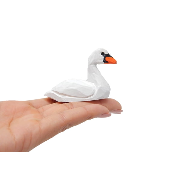 Swan Figurine Decor Art Small Goose Statue Gift Carving Miniature Animals Sculpture