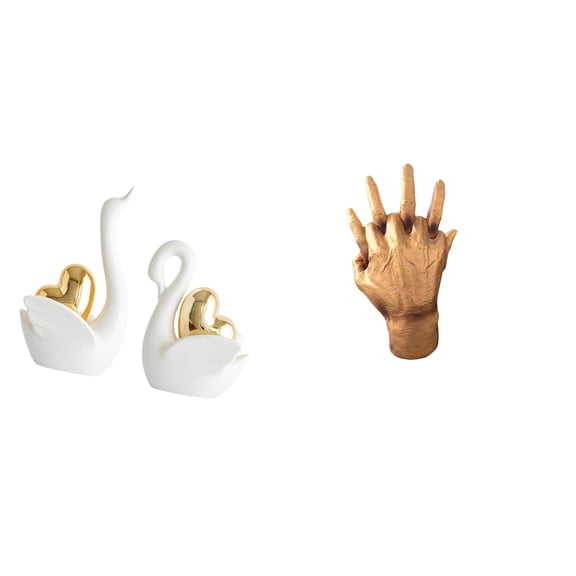 Swan Figurine Hand Sculpture Animal Ornament Ceramic Table Centerpiece for Living Room Shelf Decoration