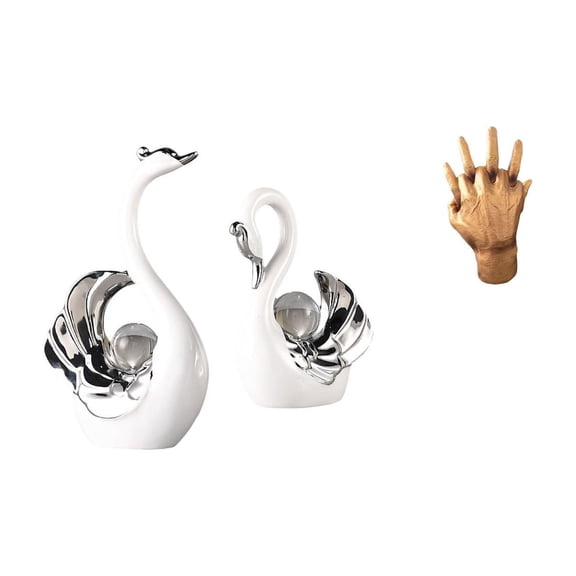 Swan Figurine Hand Sculpture Animals Centerpiece Artistic Ceramic Resin Material for Couples Bedroom Gift