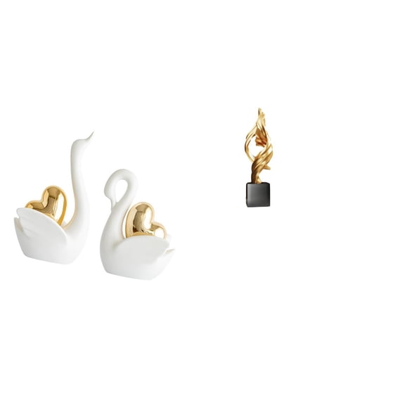 Swan Figurine Modern Sculpture Abstract Art Resin Material for House Office Bookshelf Entrance Decor