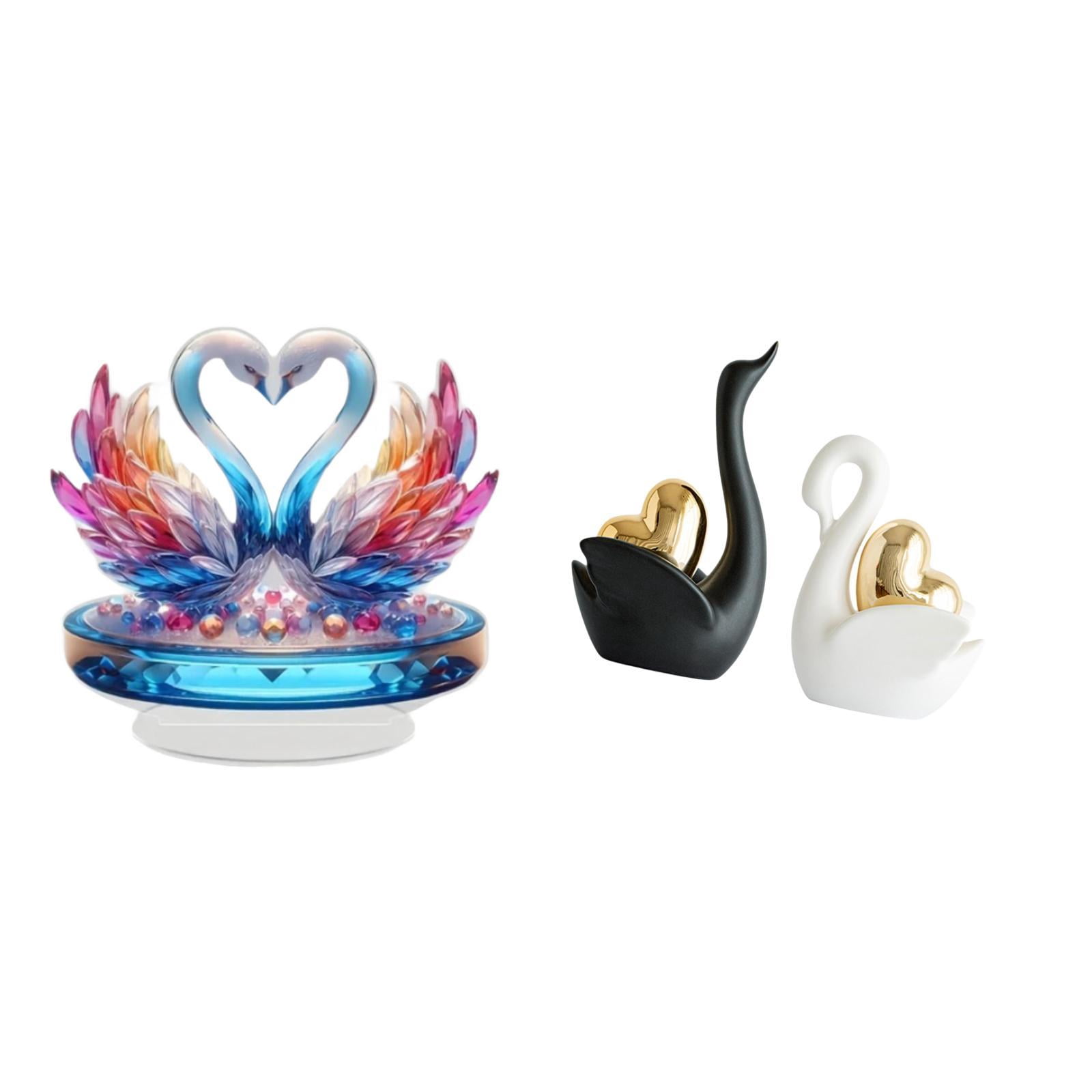 Swan Figurine Sculpture Ceramic Collectible Elegant Tabletop ...