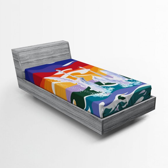 Ambesonne Animal Fitted Sheet, Happy Swan Couple Love, Twin Size, Multicolor