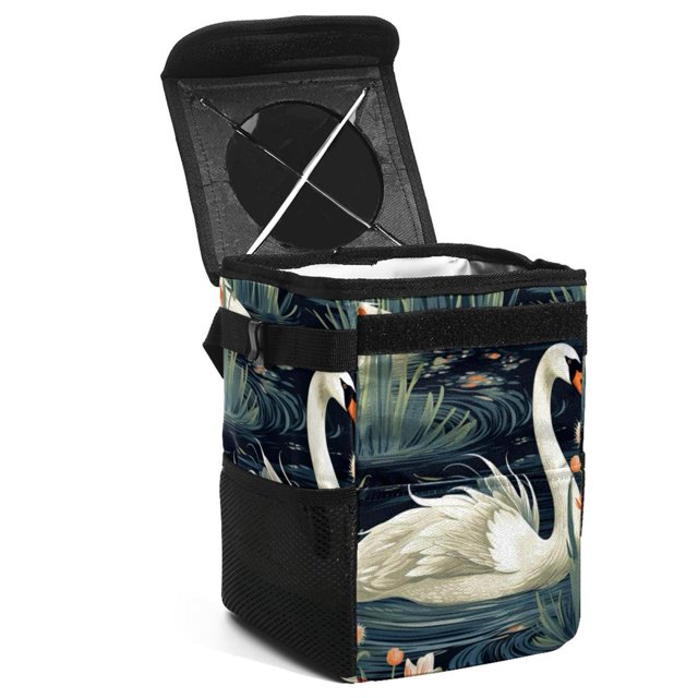 Swan Foldable Car Trash Can with Lid, Leak-Proof Car Trash Bin, Hanging ...