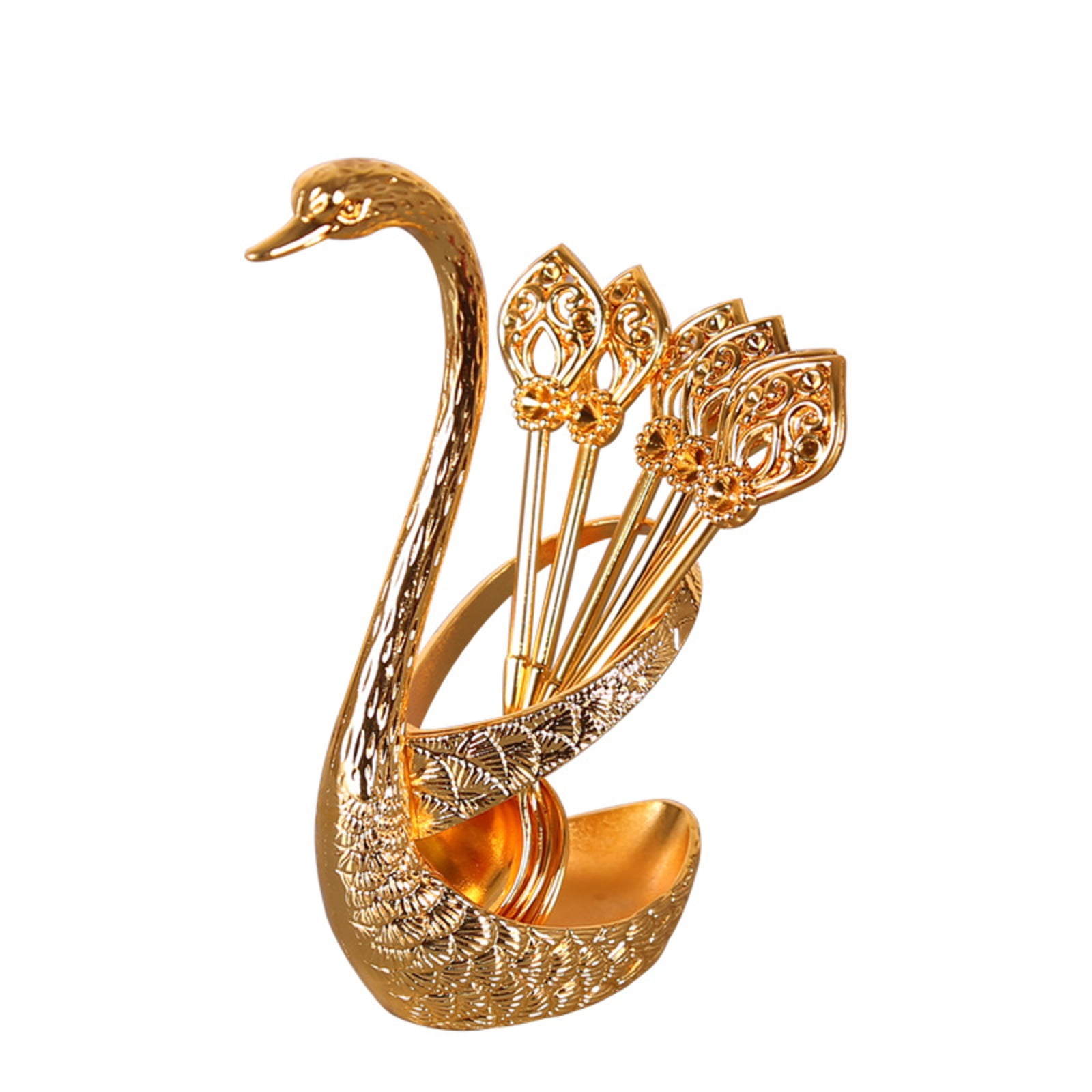 Swan Fruit Fork Set with Holder, Dessert Appetizer Picks, Kitchen Utensil Organizer