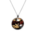 thumbnail image 1 of Swan Glass Design Circular Pendant Necklace, 1 of 5