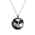 thumbnail image 1 of Swan Glass Design Circular Pendant Women's Necklace, 1 of 5