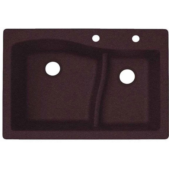 Swan Granite GRANITE Dual Mount Kitchen Sink (22" x 33") with 2 Faucet Holes